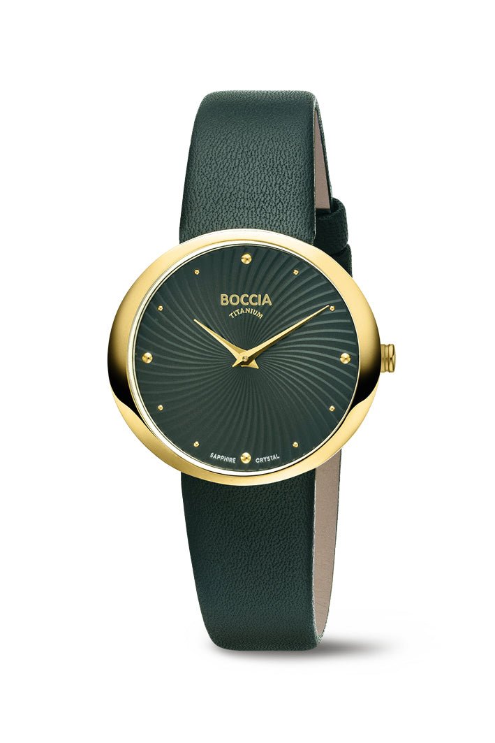 BOCCIA Ladies TITANIUM Pattern Dial Black Leather 3364-04