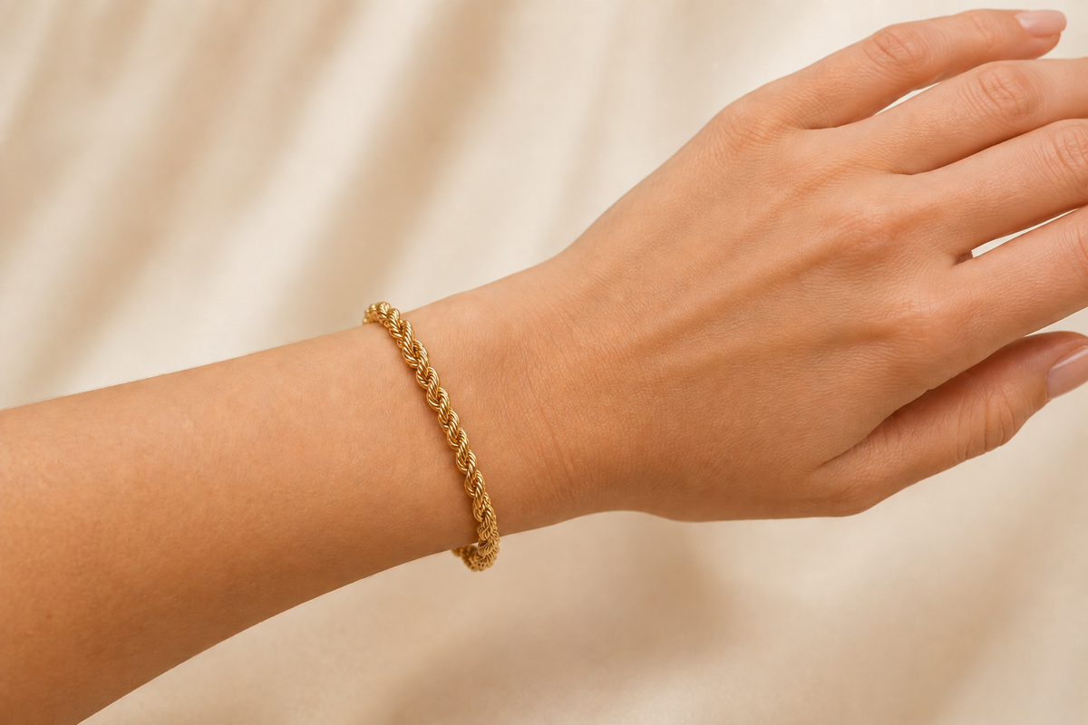 9ct Gold Italian Rope Bracelet 19cm 80HVC91/4 19cm