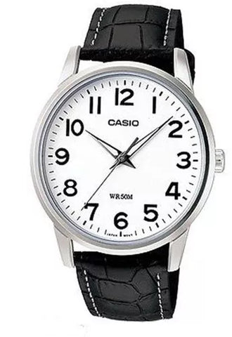 Casio Full Figure Analogue Leather Strap Watch