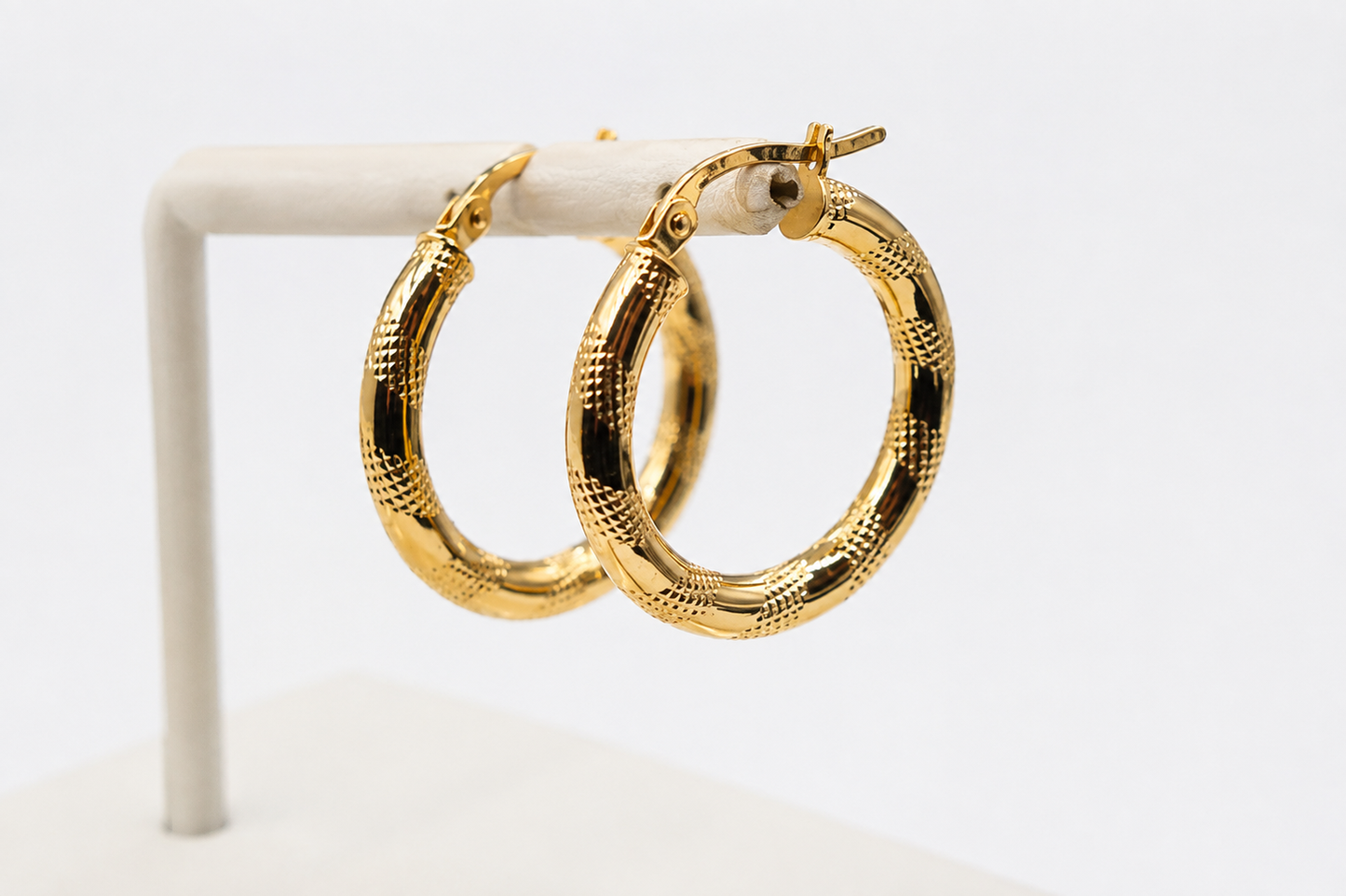 9ct Gold Tiger Stripe Pattern Hoops