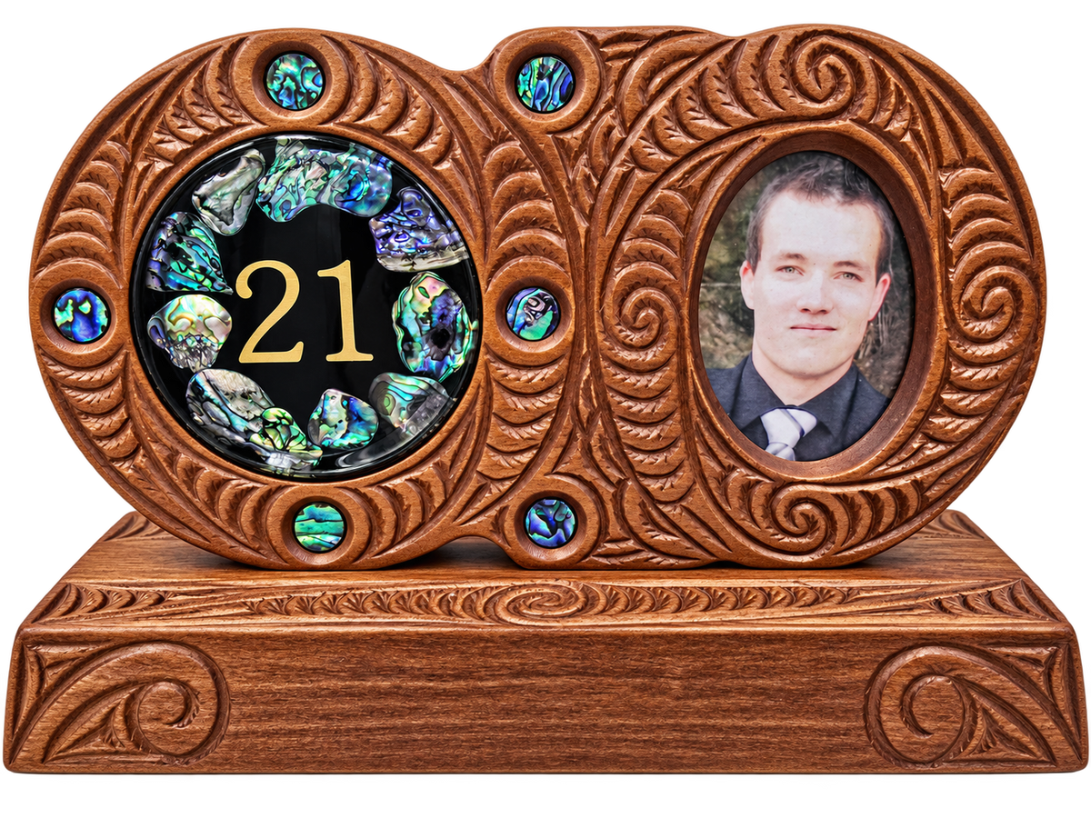 Native Wooden 21st Disc Photo frame on Base WM443