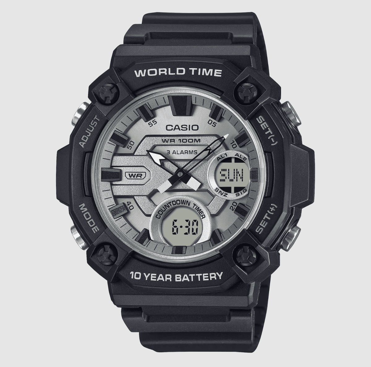 Casio Duo Monotone Silver/Black Watch - AEQ120W-7A