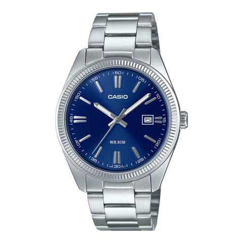 Casio Blue Dial steel strap watch MTP1302D-2A
