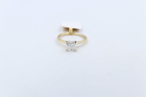 14ct Yellow Gold Lab Grown Solitaire Princess cut Diamond Ring TDW 1ct