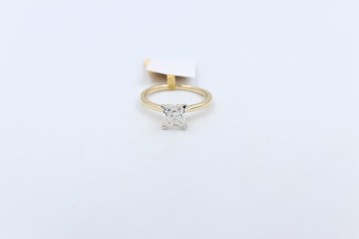 14ct Yellow Gold Lab Grown Solitaire Princess cut Diamond Ring TDW 1ct