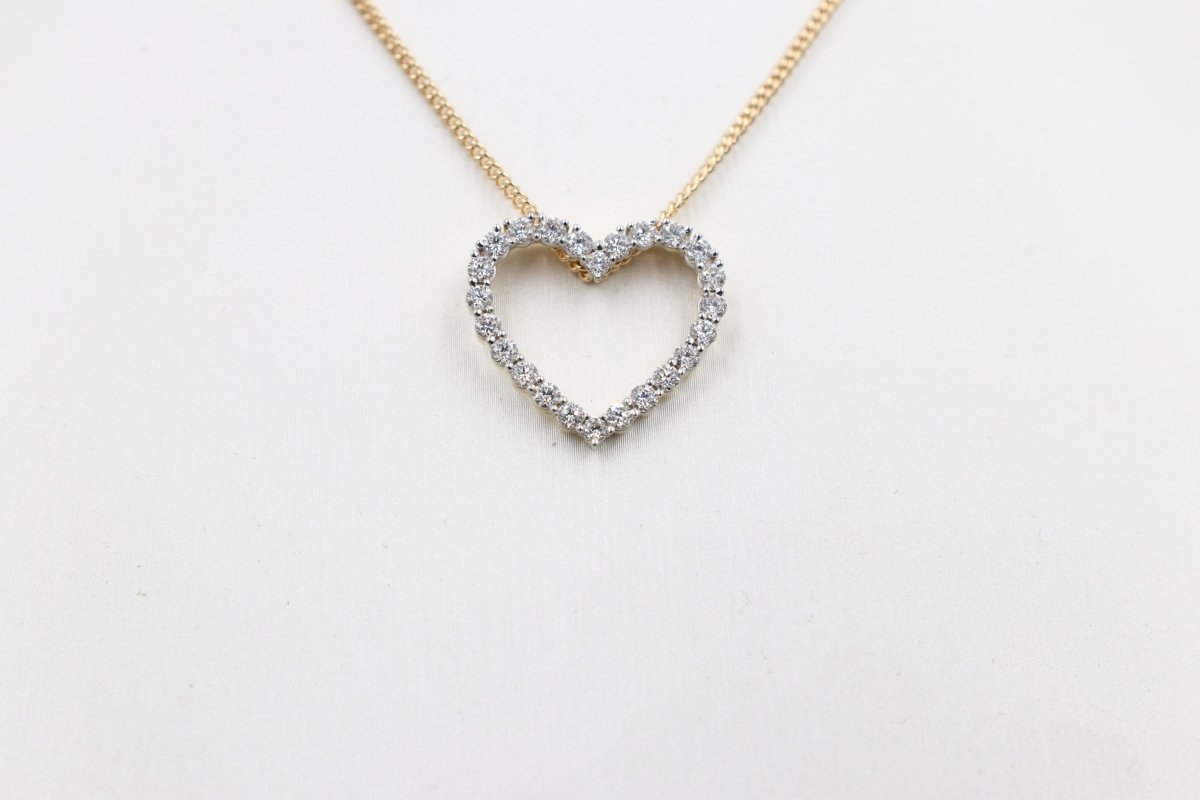 10ct Yellow Gold Lab Grown Diamond Set Heart 1 carat pendent
