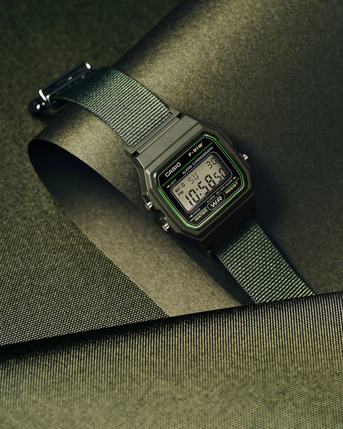 Casio Mens Digital Retro Cloth Band F91WF-3A
