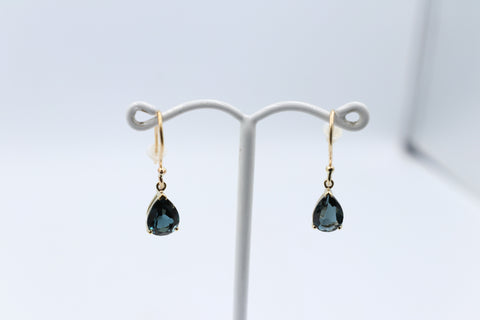 9ct Gold Genuine London Blue Topaz Drop Earrings SYE468LBT
