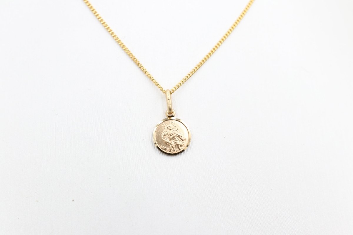 9ct Solid Saint Christopher Pendent 10mm