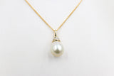 9ct Gold set South Sea Pearl 10.5-11mm with Diamonds