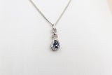 10K White Gold sapphire and Diamond Pendent