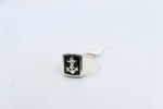 Stg Silver Mens Ring with Black Onyx  & silver Anchor