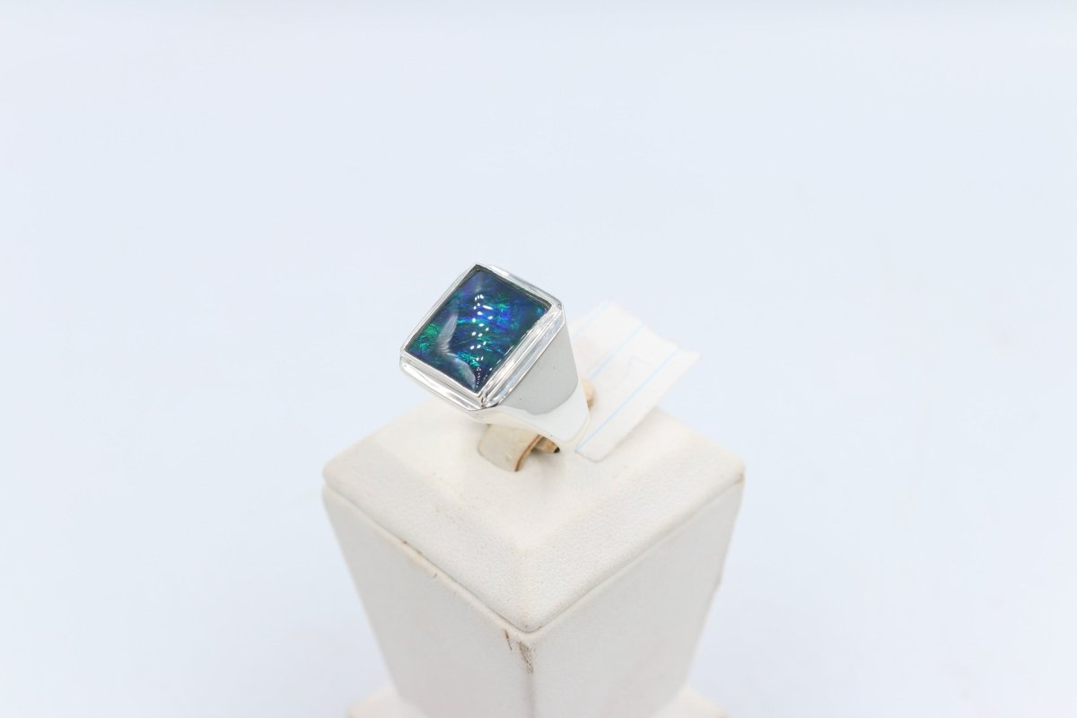 Stg SIlver Mens Opal Ring