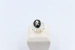 Stg Silver Mens Onyx ring with Stg silver Lion