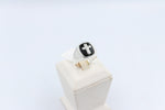 Stg Silver Mens Onyx ring with Stg silver Cross