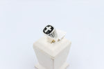 Stg Silver Mens Onyx ring with Stg silver Cross