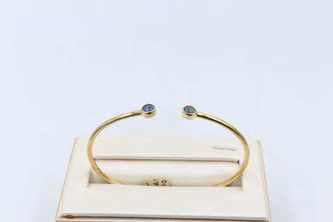 9ct Gold Cuff Flex Bangle with Opals