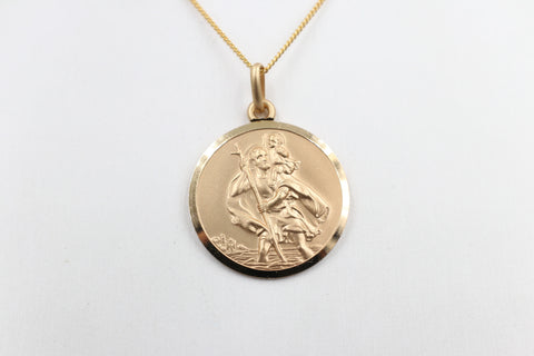 9ct Solid Saint Christopher Pendent 27mm