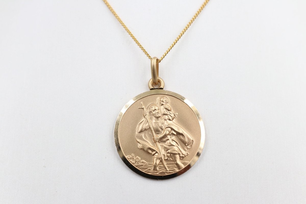 9ct Solid Saint Christopher Pendent 27mm