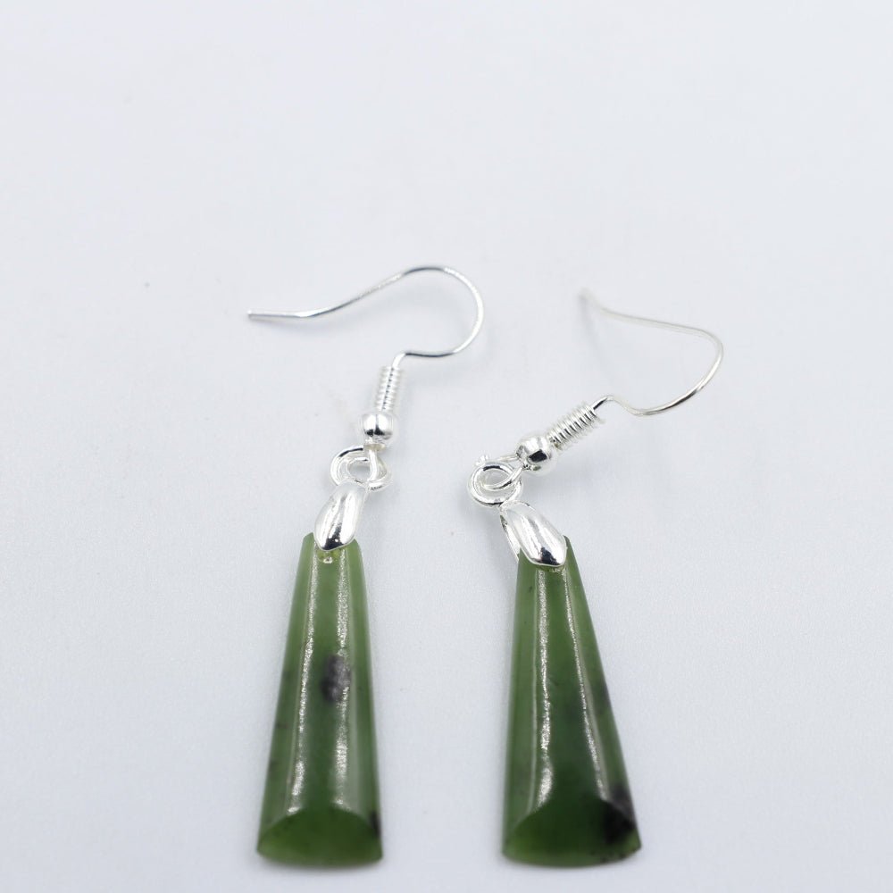 Stg Silver set New Zealand Greenstone Drop Earrings