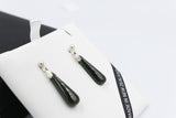 New Zealand Greenstone  Drop Earrings with Stg silver setting