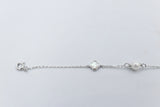 Stg Silver Fine Bracelet with small charm & drops & Pearl