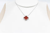 Stg Silver Necklace with Red Motif IRA08