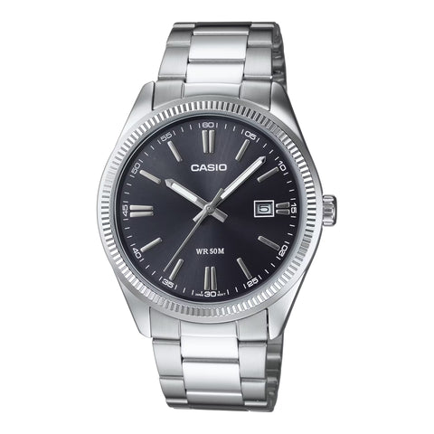 Casio Black Dial steel strap watch MTP-1302D-1A