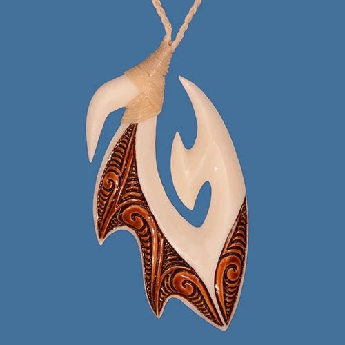 Bound Bone Hook with Brown Stain Pendant