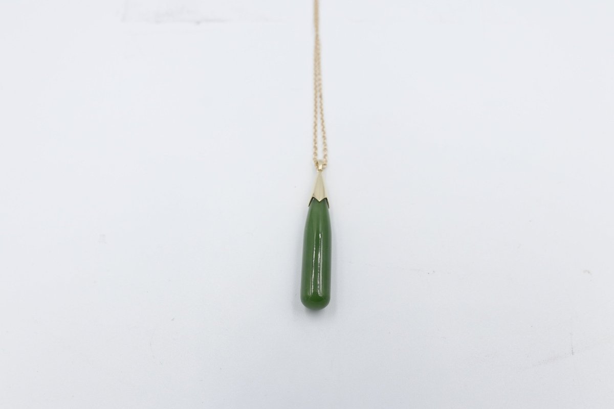 9ct Gold Set New Zealand Greenstone Pendent SYP3717G