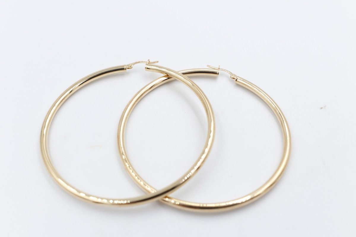9ct Gold Large 60mm Hoop Earrings 60OBC51/96
