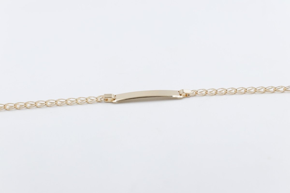 9ct Gold kids ID Open side Curb bracelet 16cm
