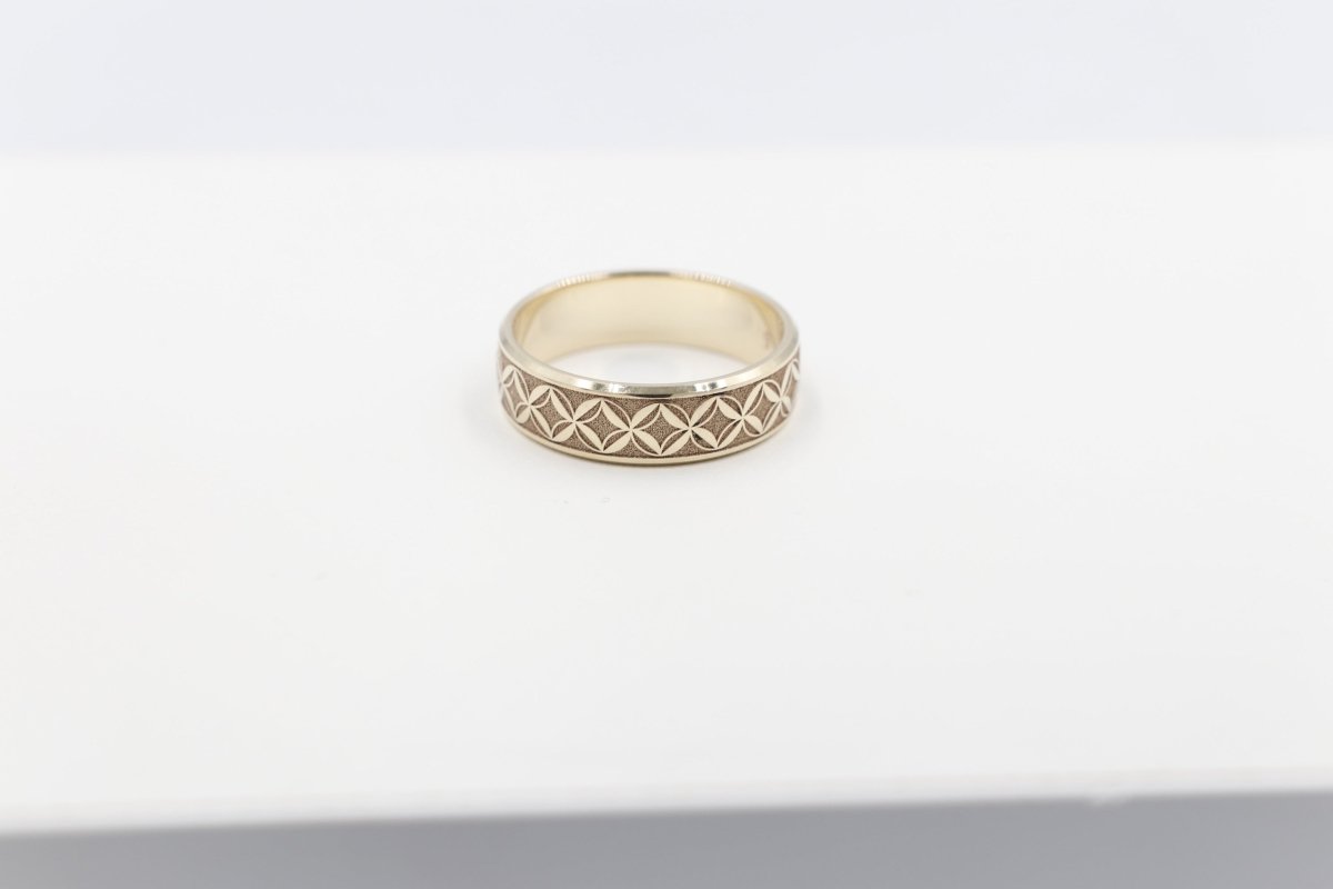 9ct Gold Solid Band with Island Design mm HRB5247G