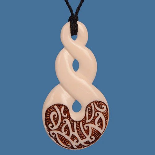 Bone Double Twist Stained Pattern Necklace