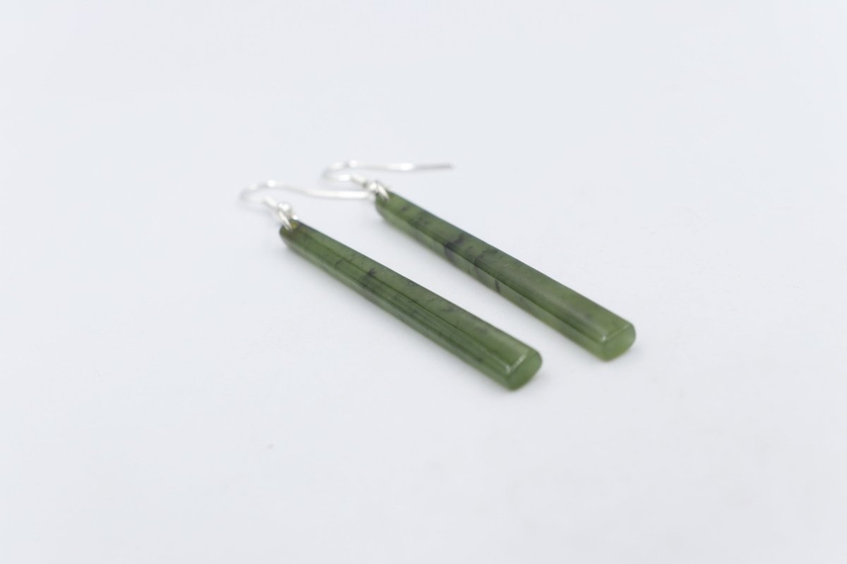 NZ Greenstone Drop slim Earrings