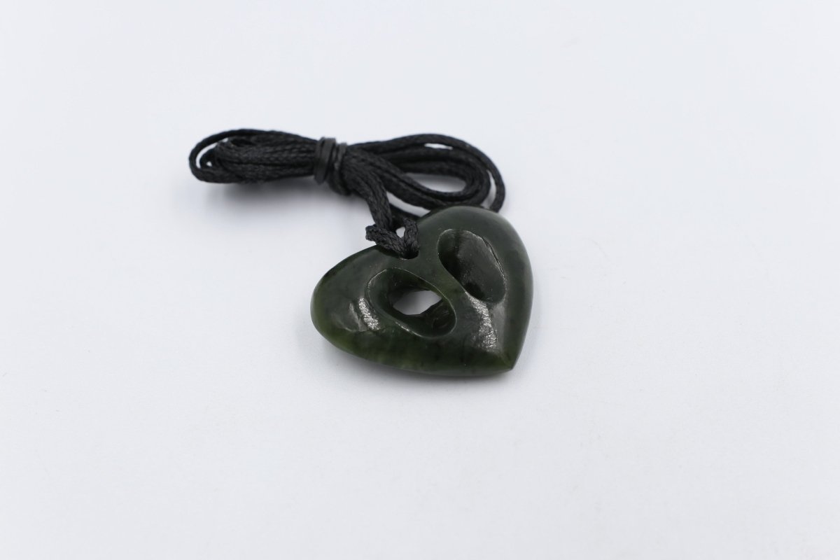 New Zealand Greenstone Cross Heart