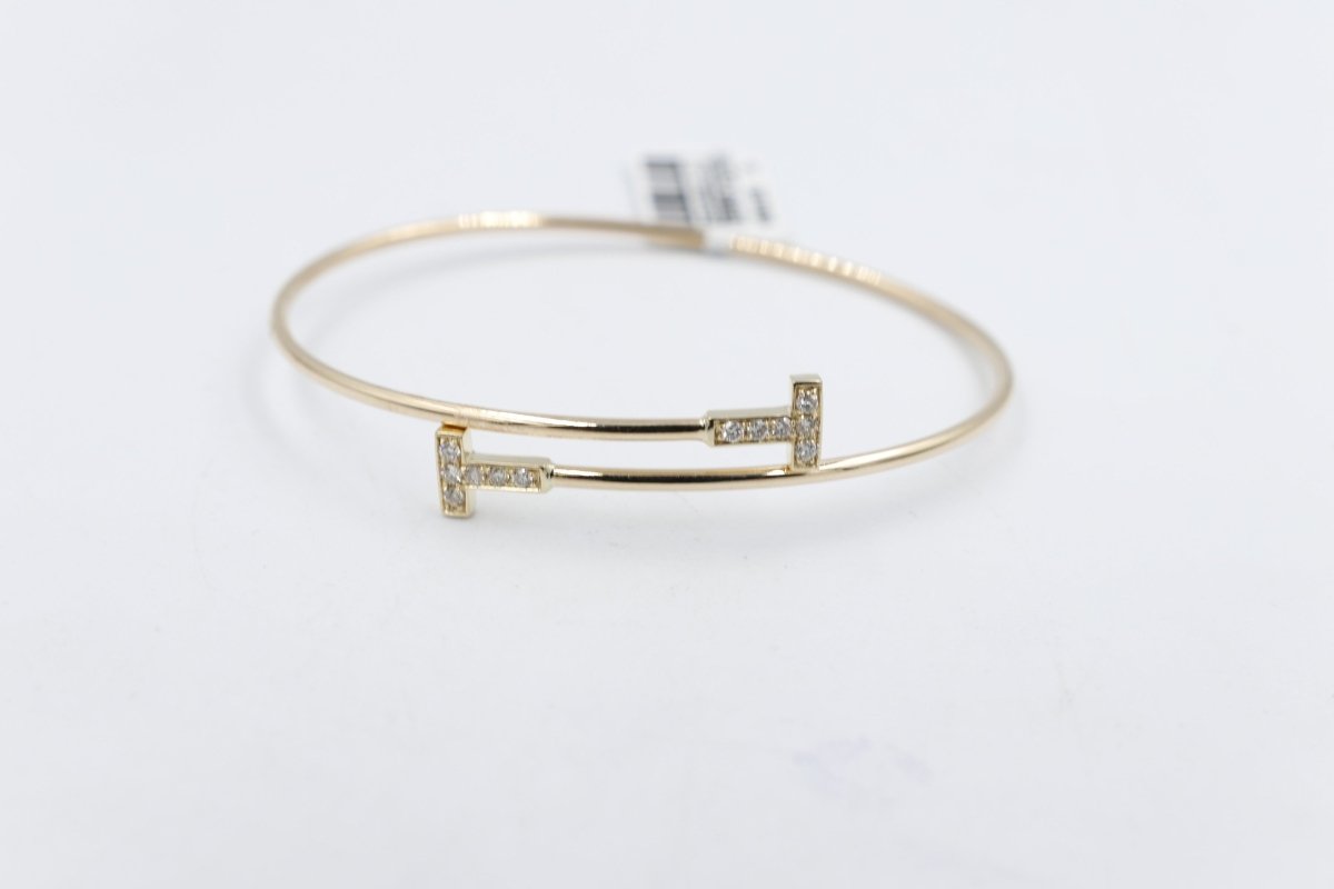 10K Gold Diamond set Flex Bangle with TDW 0.20ct