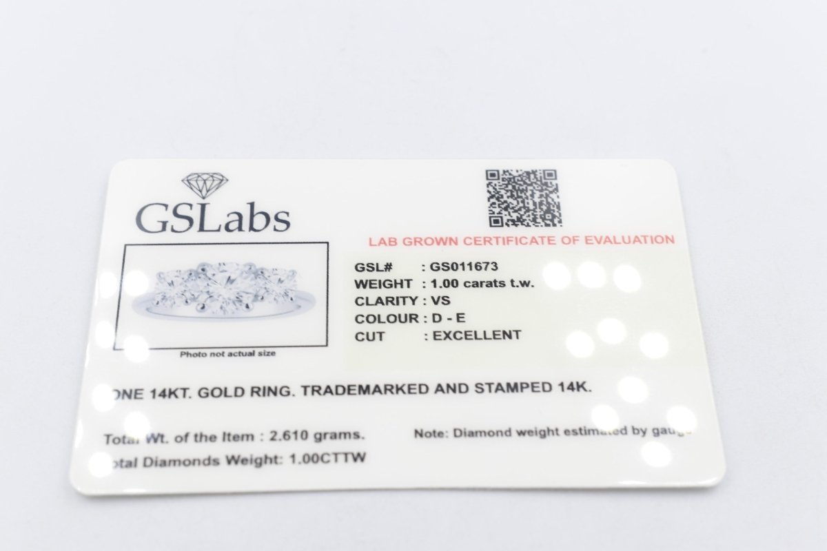 14ct White Gold Lab Grown Diamond 3 stone 1 carat Ring