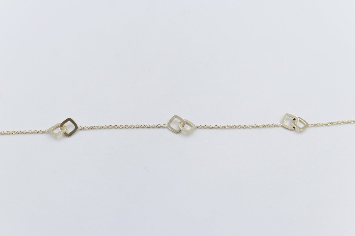 9ct Gold Trace link with sqaures bracelet HHY153/41