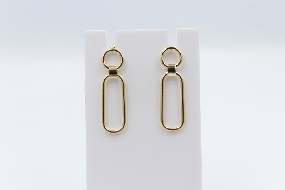 9ct Gold Paper clip design Drop Earrings 60HP888/8