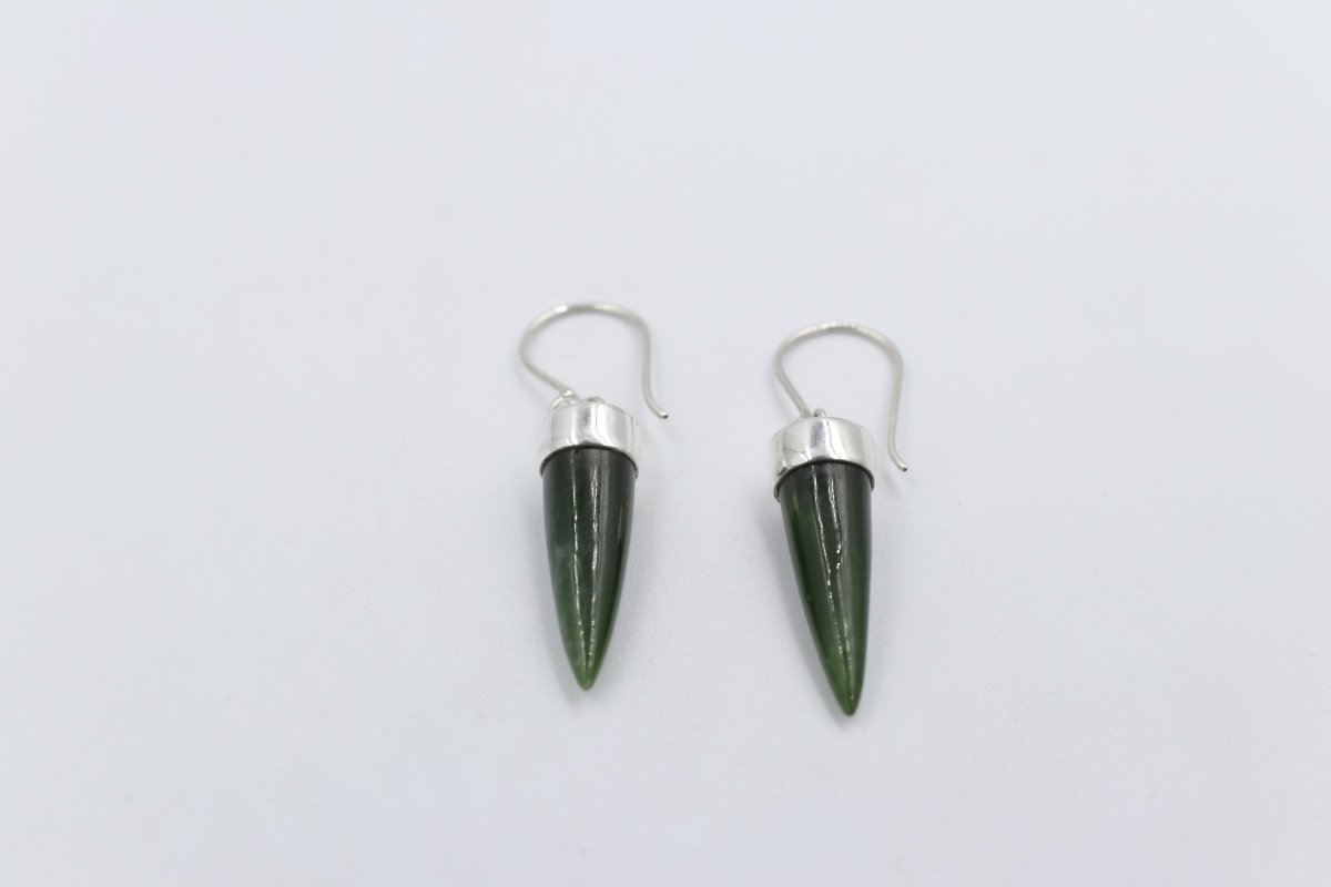 New Zealand Greenstone Small Point Earrings