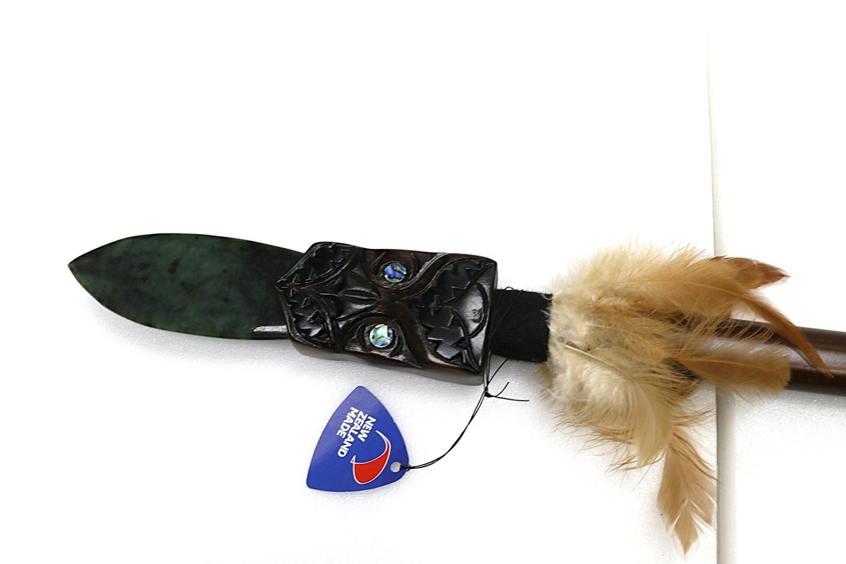 New Zealand Wood and Greenstone Full Size Taiaha