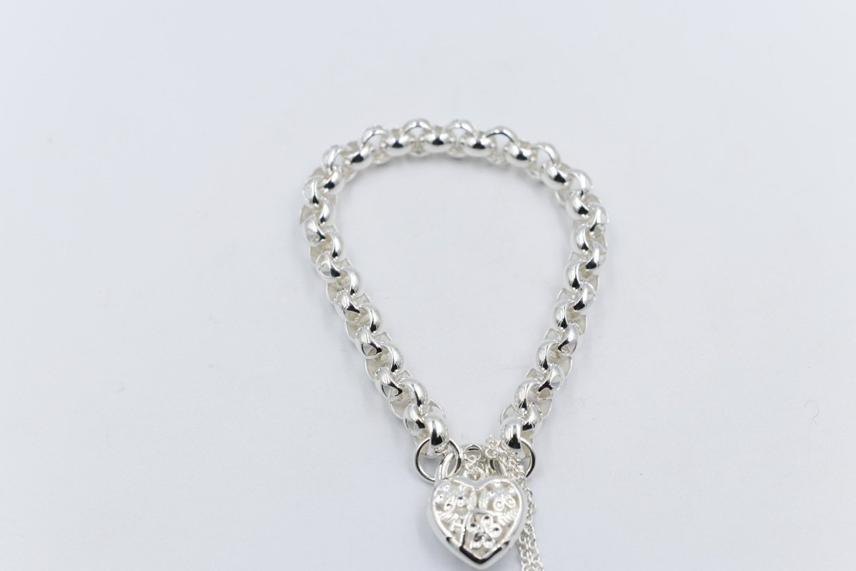 Stg Silver Handmade belcher Bracelet with Filigree Heart SYBA77