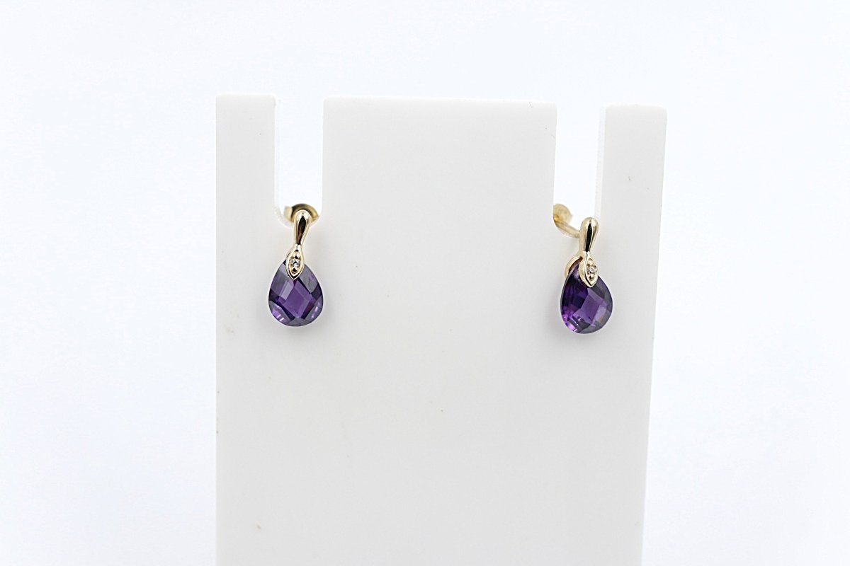 9ct Gold Genuine Amethyst Earrings 5ER0658