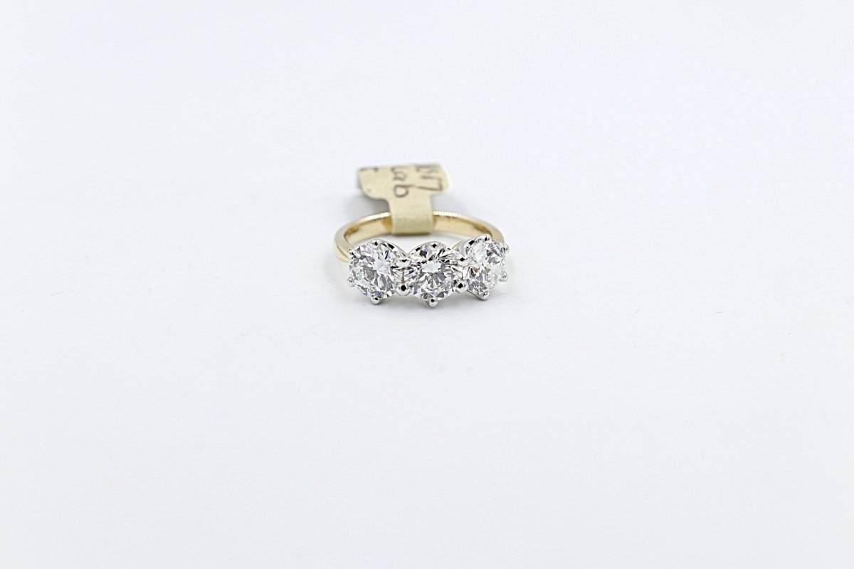 18ct Yellow Gold TDW 3ct Lab Grown Three Stone Diamond Ring