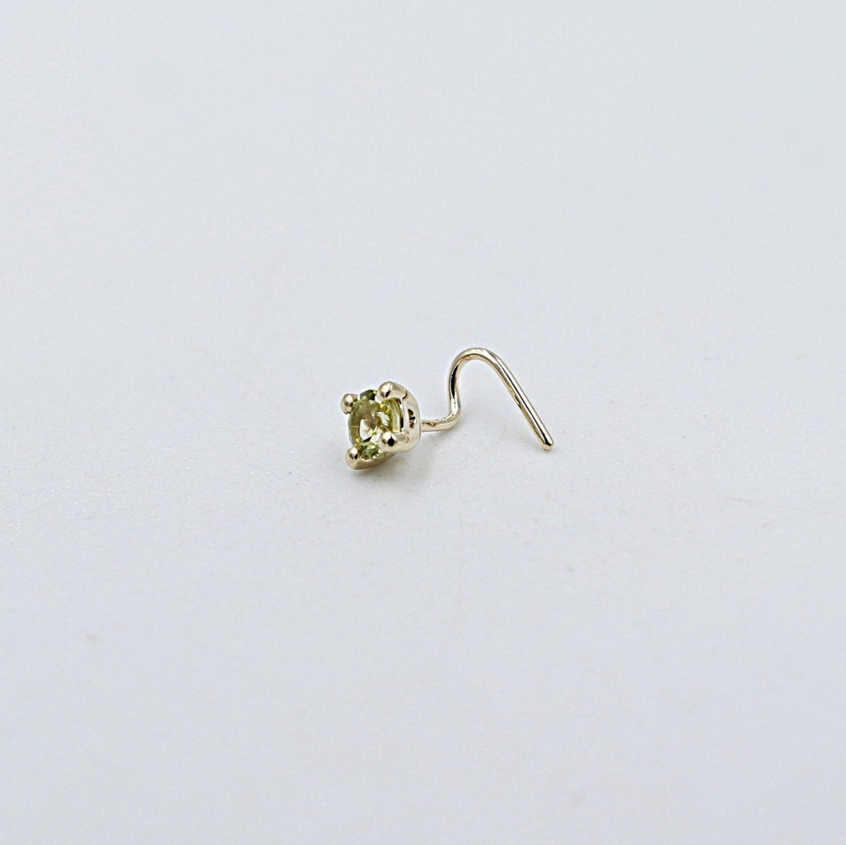 9ct Gold Genuine Peridot Nose Stud 3mm