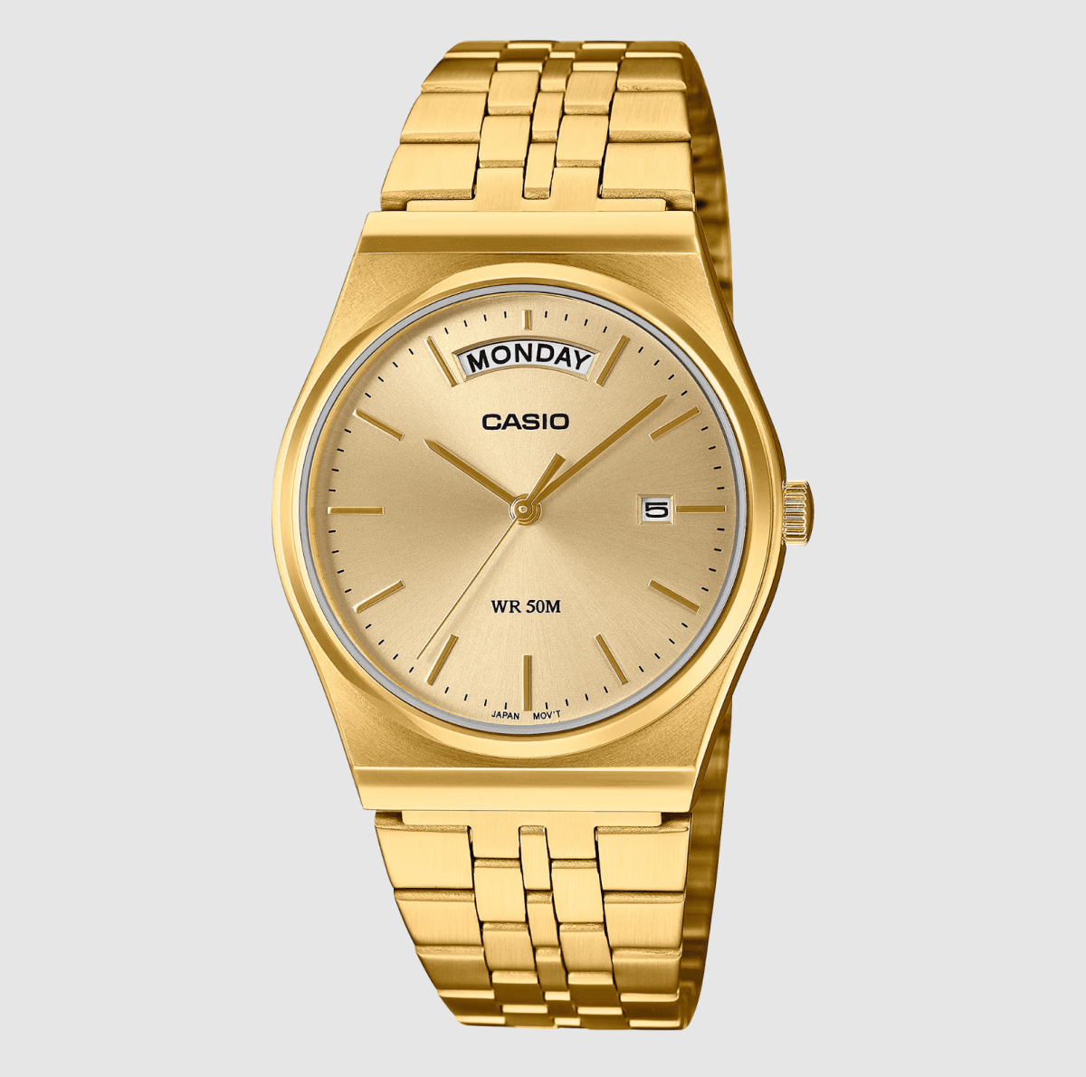 Casio Analogue Day Date Retro Gold Watch - MTPB146G-9A