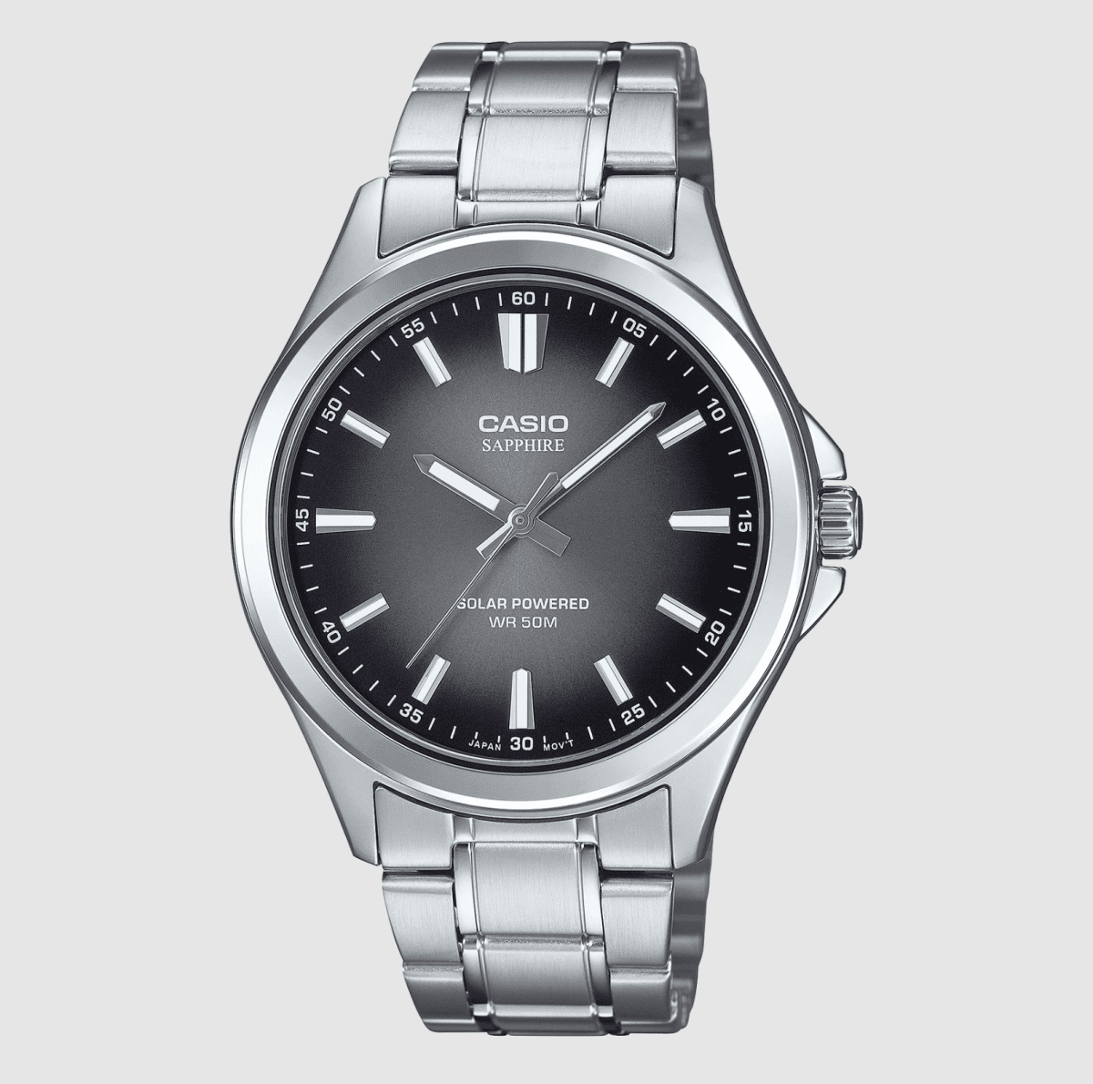 Casio Solar Power Analogue Silver/Black Watch - MTSRS100D-1A