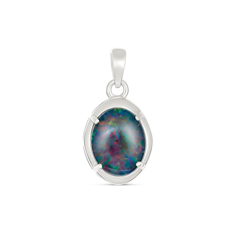 Stg Silver Marcelle Oval 11x9mm Triplet Opal Pendant