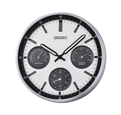 Seiko Black/White Quitet Sweep Wall Clock - QXA823-S